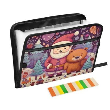 Imagem de Wassud Happy Bear Organizador de arquivos sanfonado com 13 bolsos com abas e adesivos, organizador de pastas de documentos de recibo de papel tamanho carta A4 para viagens de escritório