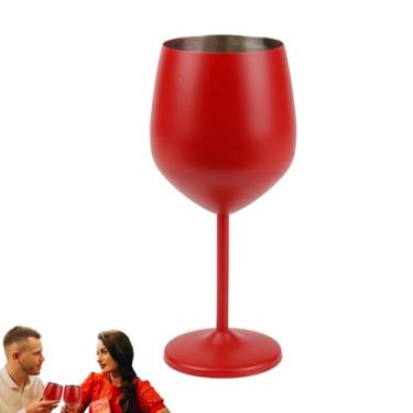 Imagem de Taças de vinho altas, taças de aço inoxidável com haste para vinho - Copos com haste com bom brilho para restaurante, festa, bar e família