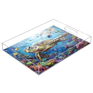 Imagem de STAYTOP Bandeja de acrílico para servir tartarugas profundas 15,7 x 11,20 cm, bandejas decorativas à prova de derramamento, organizador de bancada para café da manhã, chá, comida, maquiagem