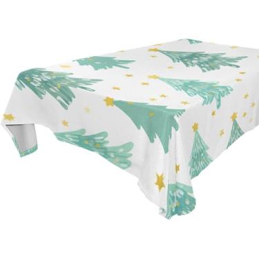 Imagem de Burbuja Toalha de mesa de árvore de Natal, toalha de mesa quadrada anti-rugas grossa para decoração de jantar, cozinha, festa, 137 x 137 cm