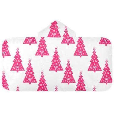 Imagem de Burbuja Toalha de banho com capuz de laço rosa para crianças, toalha de praia de pelúcia macia absorvente para chá de meninas e meninos 3-10 anos, 61 x 127 cm