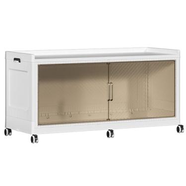 Imagem de Atrasee Cestos de armazenamento extra grandes de 160 litros com tampa e rodas, organizadores de armário empilháveis de 40 litros e armário de armazenamento, gaveta de caixa de armazenamento dobrável