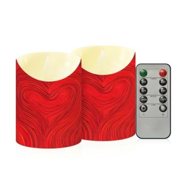 Imagem de Wassud Pacote com 2 velas sem chama com linhas em forma de coração com controle remoto, velas realistas cintilantes com temporizador, velas decorativas para Natal, casamento, festa, decoração de casa