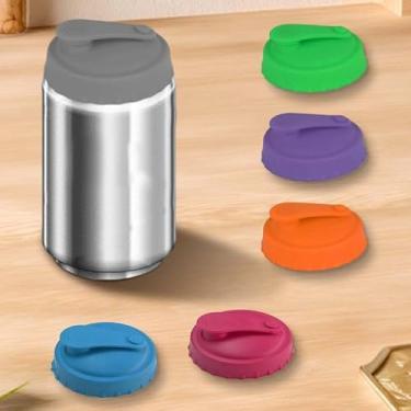 Imagem de Pacote com 6 tampas de silicone para latas de refrigerante - tampa de latas padrão de 2,1 polegadas - protetor de lata de tampa de lata de silicone, tampas reutilizáveis para refrigerante, coca-cola