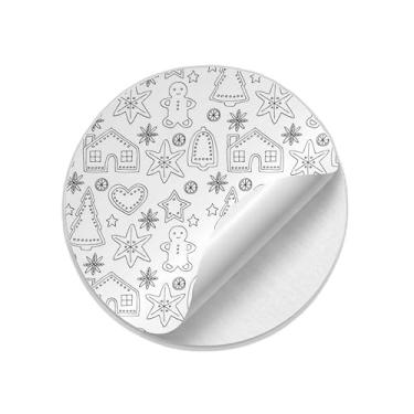 Imagem de Adesivos Redondos Natalinos 25 Unidades Com Estampa de Biscoitos de Natal - Tamanho 50x50cm