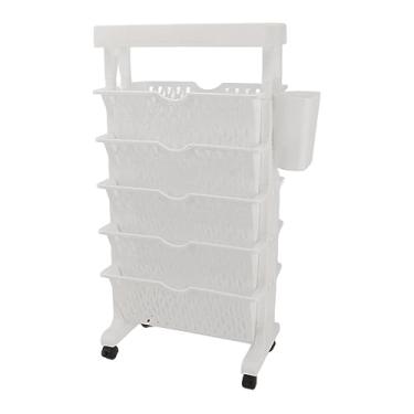 Imagem de Eujgoov Carrinho de Rolamento Portátil de Estante Móvel Com Rodas Rack de Armazenamento Multicamadas Estante Removível para Escritório Em Casa Sala de Aula 14,8 X 8,9 X 29,6 pol. (Branco)