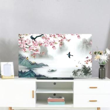 Imagem de Capa de tela de TV com estampa de pintura de flor/paisagem, capa contra poeira para pendurar/desktop/telas LED LCD curvadas - Tipo 01||37-39 polegadas