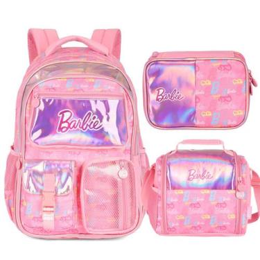 Imagem de Kit Mochila Lancheira Estojo Escolar Bolsa Menina Barbie - Luxcel, Ros