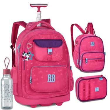 Imagem de Kit Mochila Rodinhas Rebecca Bonbon RB 26222 Rosa com Lancheira, Estojo Box e Garrafinha coleção 2026