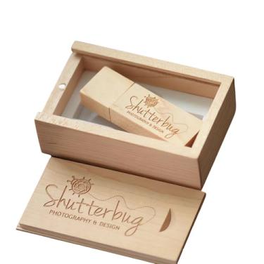 Imagem de Pen drive USB de madeira personalizado, pen drives USB gravados personalizados com embalagem opcional para promoções de negócios, eventos corporativos, lembrancinhas de casamento, estúdios de