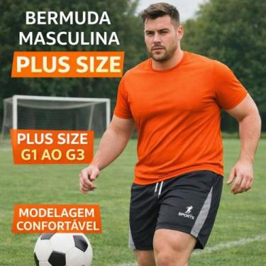 Imagem de Bermuda Masculina Plus Size Esportiva Academia Futebol Confortável - O