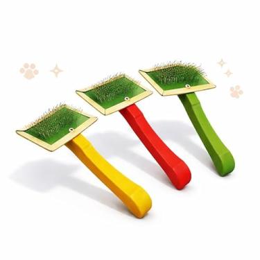 Imagem de Rasqueadeira para Pets, Removedor de Pelos Mortos, Aço Inoxidável, Design Ergonômico, 17x10cm, Uso Profissional e Doméstico, Prevenção de Nós e Emaranhados