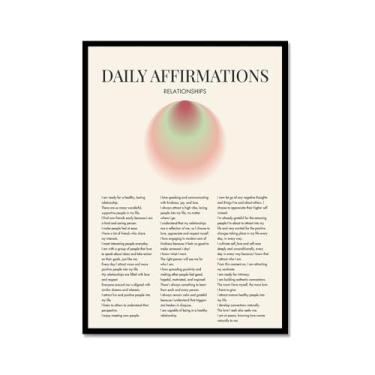 Imagem de Impressão de pôster de arte de parede com citações diárias de afirmação positiva gradiente aura pintura estética impressões de sala de estar decoração de casa (SKU4,16x60 cm) = (40 x 60 cm), moldura