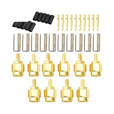 Imagem de Kit De Conectores Coaxiais RF SMA Macho E Fêmea 10 Peças 50 Terminais 