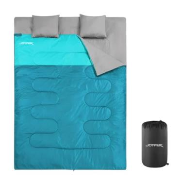Imagem de JOYFOX Saco de Dormir de Casal Joyfox 220×150 cm – Impermeável, Duplo com Travesseiros Integrados, Zíper Dupla Face, Ideal para Camping, Viagens e Trilhas