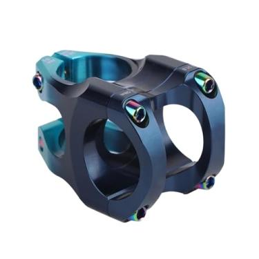 Imagem de Mesa de guidão Power Stem para mountain bike, 35 mm de comprimento, 0 graus, para bicicleta de estrada, 31,8 mm de comprimento, compatível com guidões de bicicleta de 31,8 mm.(Black-Blue)