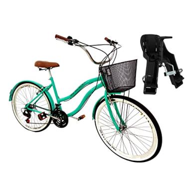 Imagem de Bicicleta Aro 26 Retrô Vintage Com Cadeirinha Infantil Verde