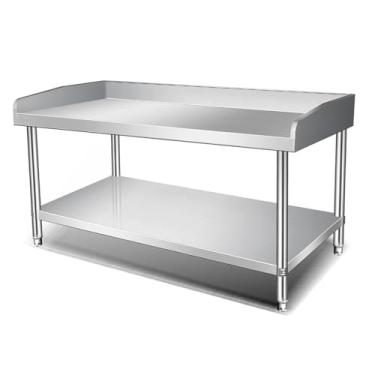 Imagem de Mesa de aço inoxidável, mesa de trabalho de aço inoxidável com backsplash, mesa de cozinha comercial de metal, mesa comercial resistente, mesa de aço inoxidável para preparação e trabalho, para