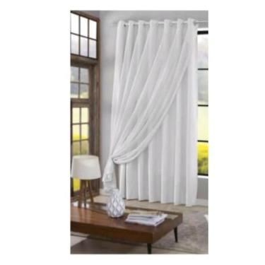 Imagem de Cortina Blackout Bloqueia Luz Solar Total - Proteção para Móveis e Sono Profundo, Medida Pronta para Quarto e Sala(Branco voil liso)