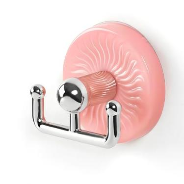 Imagem de Pacote com 4 ganchos fortes para ventosas – cabides multicoloridos para banheiro e chuveiro para espelhos, vidros, azulejos | Ganchos adesivos ABS sem perfuração (azul/verde/rosa/bege, resistente