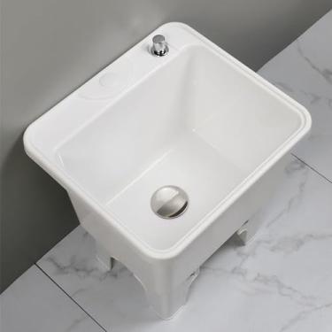Imagem de Bacia de serviço de pia de esfregão de plástico, pia de esfregão comercial de piso independente, balde de limpeza grande, baldes de esfregão domésticos, suprimentos de limpeza portáteis, para sala de