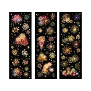 Imagem de Adesivos PET De Fogos De Artifício Longos, 3 Folhas, Etiquetas Adesiva