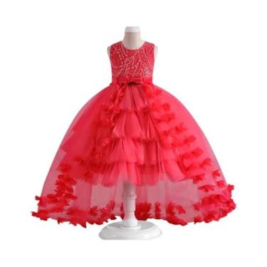 Imagem de Vestido De Renda Com Laço Para Meninas De 4 a 12 Anos, Vestido Formal 