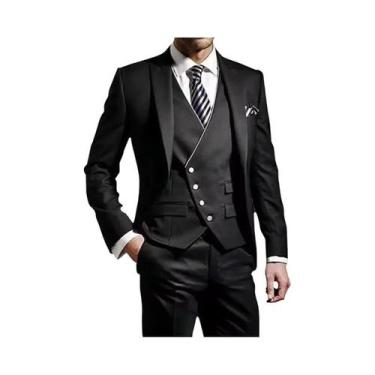 Imagem de Terno Masculino De 3 Peças Em Cor Sólida Para Casamento E Negócios, Co