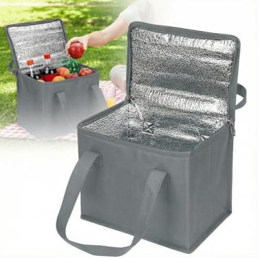 Imagem de Bolsa térmica para entrega de alimentos – Bolsa térmica reutilizável com zíper superior, bolsa térmica à prova de vazamento para DoorDash, compras de supermercado, viagem e piqueniques (2 tamanhos
