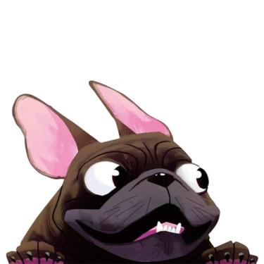 Imagem de 1 PCS Adesivo de Carro Cachorro Pug com Rosto Engraçado Orelhas e Olhos Grandes para Janela Traseira Parede Porta Notebook