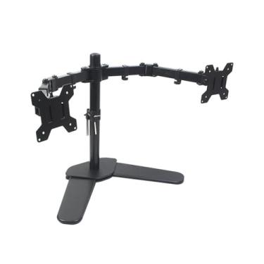 Imagem de BEGWVDJTP Suporte para monitor de computador de tela dupla de 43.2-68.6 cm, suporte de mesa, suporte de braço de seção dupla e rotação universal