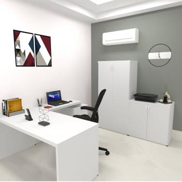 Imagem de Mesa para Escritório Reta Natus 40mm Bramov Móveis Branco/frassino Jacarta Lacca