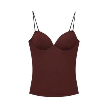 Imagem de Top Corset Sem Mangas E Costas Descobertas Em Burgundy Para Mulheres, 