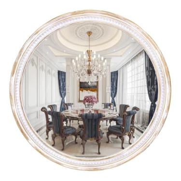 Imagem de HOITUZYUS Espelho de madeira redondo de fazenda de 91 cm, espelhos decorativos rústicos Boho Circle para banheiro, sala de estar, entrada, quarto, corredor