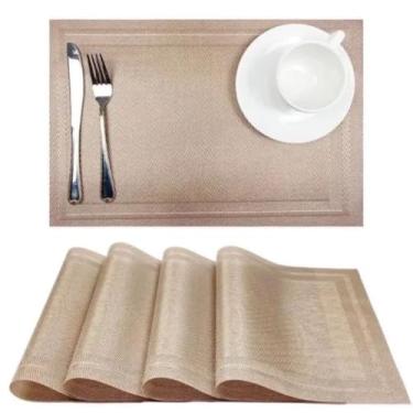 Imagem de Kit 6 Jogo Americano Antiderrapante 45x30cm – Lugar Americano Mesa Jantar Fácil de Limpar (Marrom claro)