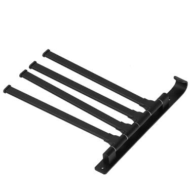 Imagem de Mingzhe Toalheiro Giratório Com Acabamento Preto Fosco 4 Pólos Espaço de Alumínio Dobrável Retrátil Cabide de Toalha Banho Montado na Parede Barra Toalha para Banheiros Cozinhas