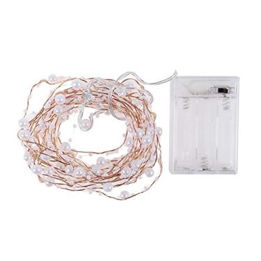 Imagem de 50 LEDs Luzes de Fada com Design Pérola 5 Metros Flexíveis Dobraveis Bateria AA Operado Branco Quente para Casa Festa Uso Diário Decoração DIY Present