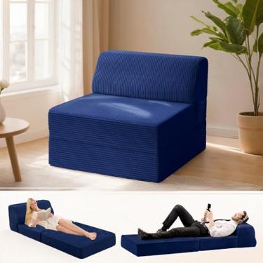 Imagem de Kasunpul Sofá-cama dobrável com travesseiro, cama de cadeira dobrável de espuma de memória, cadeira conversível com capa lavável, sofá futon para sala de estar/dormitório/uso de hóspedes/escritório em
