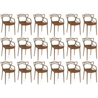 Imagem de Kit 18 Cadeiras de Jantar Allegra Prática Empilhável - Marrom