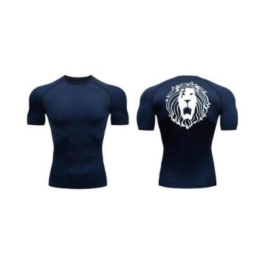 Imagem de Camiseta De Compressão Masculina De Secagem Rápida Com Estampa De Leão