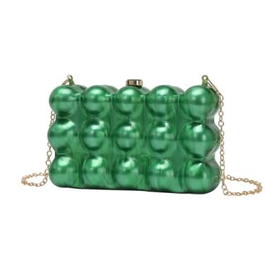 Imagem de QPDRNC Bolsa tiracolo feminina fashion clutch ondulada perolada casca de ovo bolsa de ombro para celular, Verde, One Size