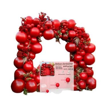 Imagem de Kit De Arco De Balões Vermelhos Para Aniversário De Aposentadoria, Cas