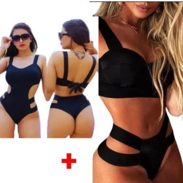 Imagem de Biquini Neon Tiras Grossa+ Maiô Com Bojo Neon Lançamen Verão - Rv Moda