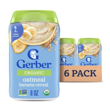 Imagem de Cereal para bebês Gerber Organic 2nd Foods Aveia e Banana 250mlX6
