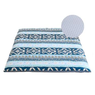 Imagem de Zelladorra Capa de colchão futon antiderrapante tamanho solteiro, capa de colchão japonesa com zíper, lavável na máquina (jacquard listrado azul)