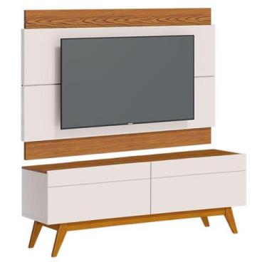 Imagem de Rack Bancada 2 Gavetas e Painel para Tv Classic 1.4 Off White Freijó -