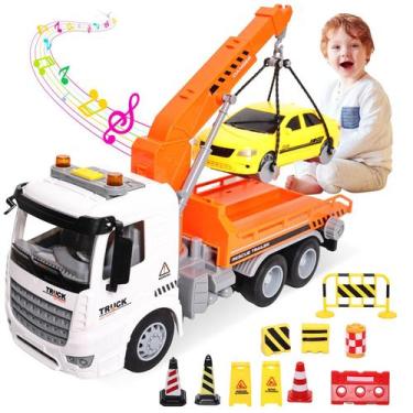 Imagem de Brinquedo de caminhão de reboque para crianças Mcredse 11 com som e lu