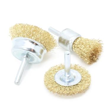 Imagem de Jogo Escova Mix Aço Latonado com Haste 3 Peças Tradestar