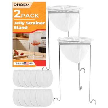 Imagem de Kit de suporte de coador de geleia estável com 10 sacos de pano de queijo reutilizáveis, coador de gelatina para coar suco, iogurte, queijo, caldo, leite de nozes, serve em potes e tigelas de