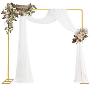 Imagem de Suporte quadrado de cenário de arco de casamento, moldura de metal resistente, 1,8 m, suporte de arco de balão ajustável, decoração de cabine de fotos para chás de bebê, festas de Halloween